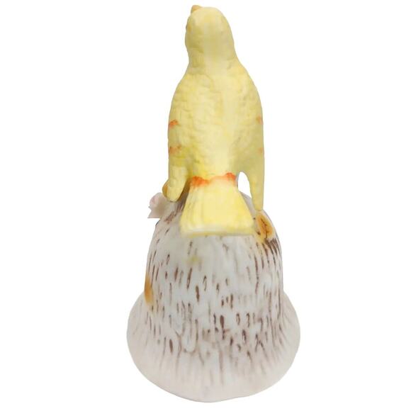 Vintage Ceramic Bell Yellow Bird with Raised Flowers by Price Products 5” Tall - Picture 7 of 7